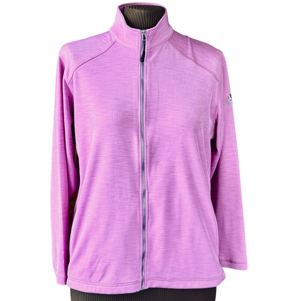Page & Tuttle Wm's Size L Activewear Golf Jacket Full Zip Heather Pink Pockets